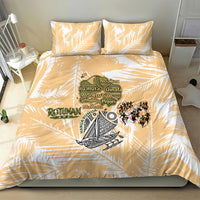Rotuman Culture Island Pride Bedding Set Traditional Polynesian Tribal Pattern With Island Map