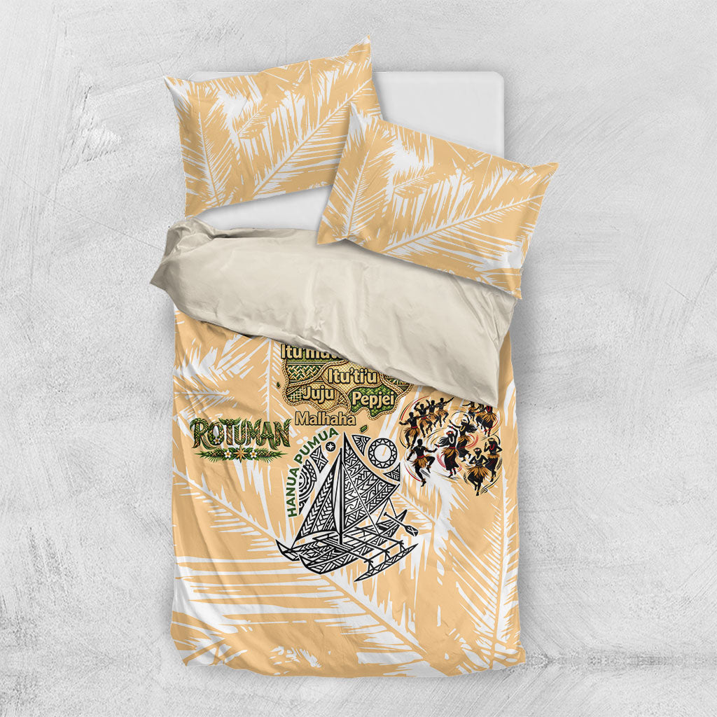 Rotuman Culture Island Pride Bedding Set Traditional Polynesian Tribal Pattern With Island Map