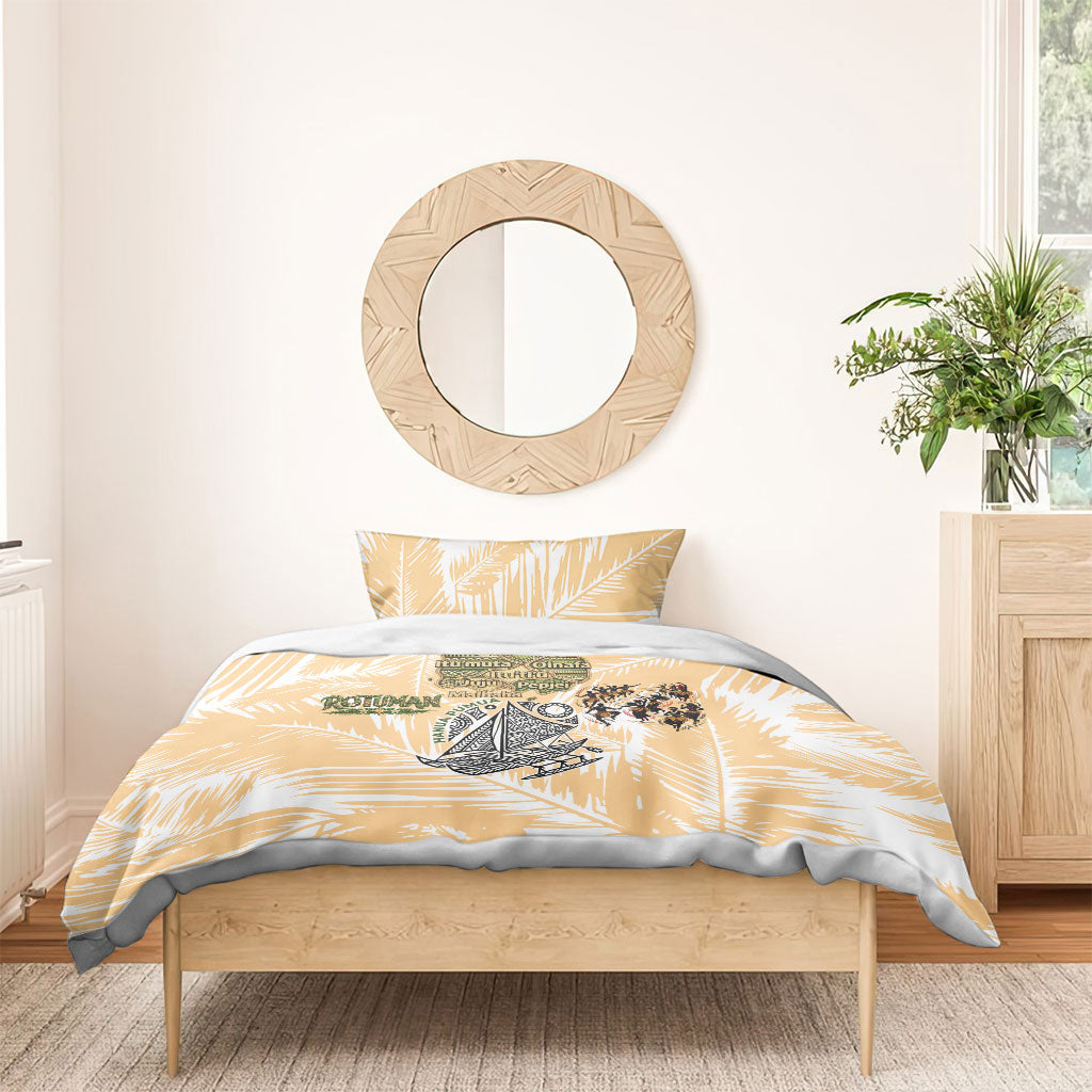 Rotuman Culture Island Pride Bedding Set Traditional Polynesian Tribal Pattern With Island Map
