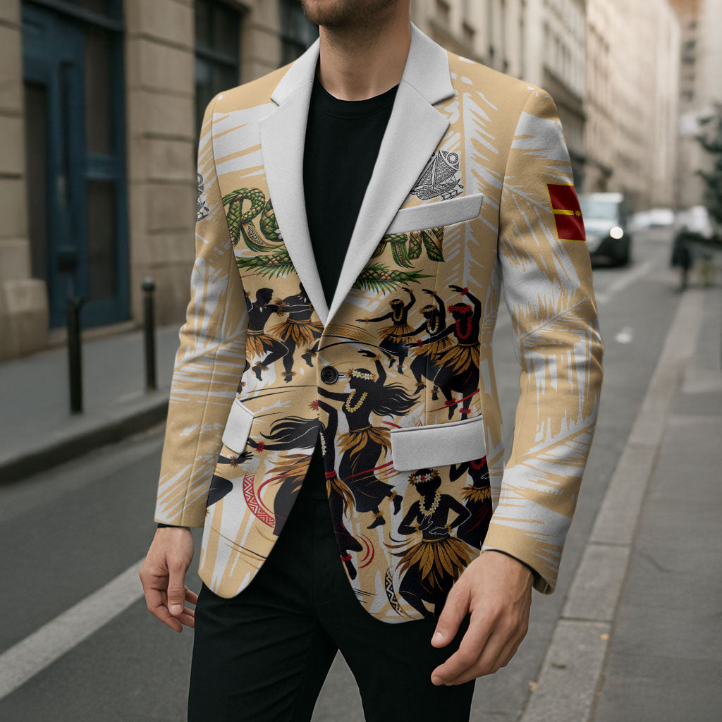 Rotuman Culture Island Pride Blazer Traditional Polynesian Tribal Pattern With Island Map