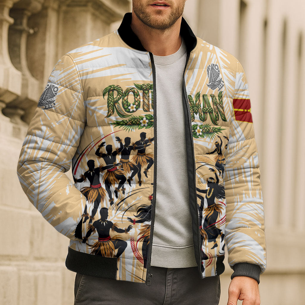 Rotuman Culture Island Pride Bomber Puffer Jacket Traditional Polynesian Tribal Pattern With Island Map TS04 - Polynesian Pride