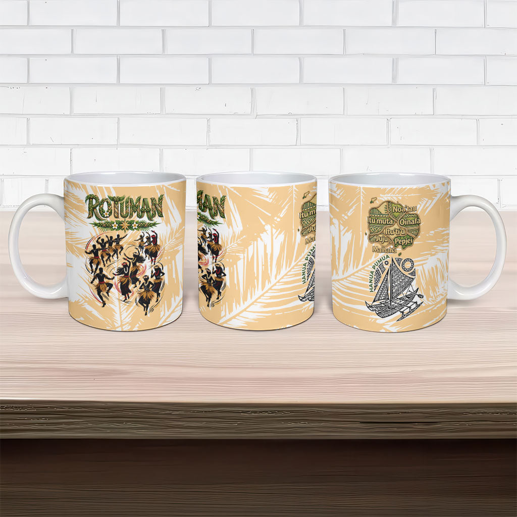 Rotuman Culture Island Pride Ceramic Mug Traditional Polynesian Tribal Pattern With Island Map