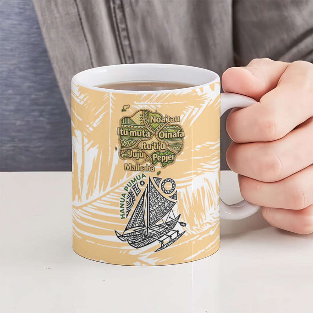 Rotuman Culture Island Pride Ceramic Mug Traditional Polynesian Tribal Pattern With Island Map