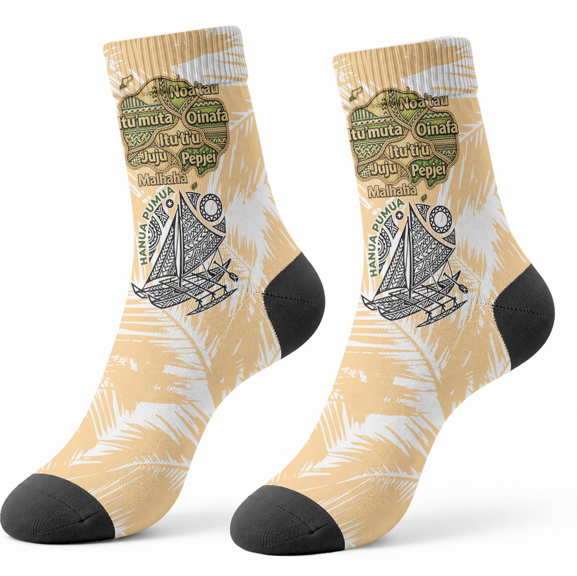Rotuman Culture Island Pride Crew Socks Traditional Polynesian Tribal Pattern With Island Map TS04 - Polynesian Pride