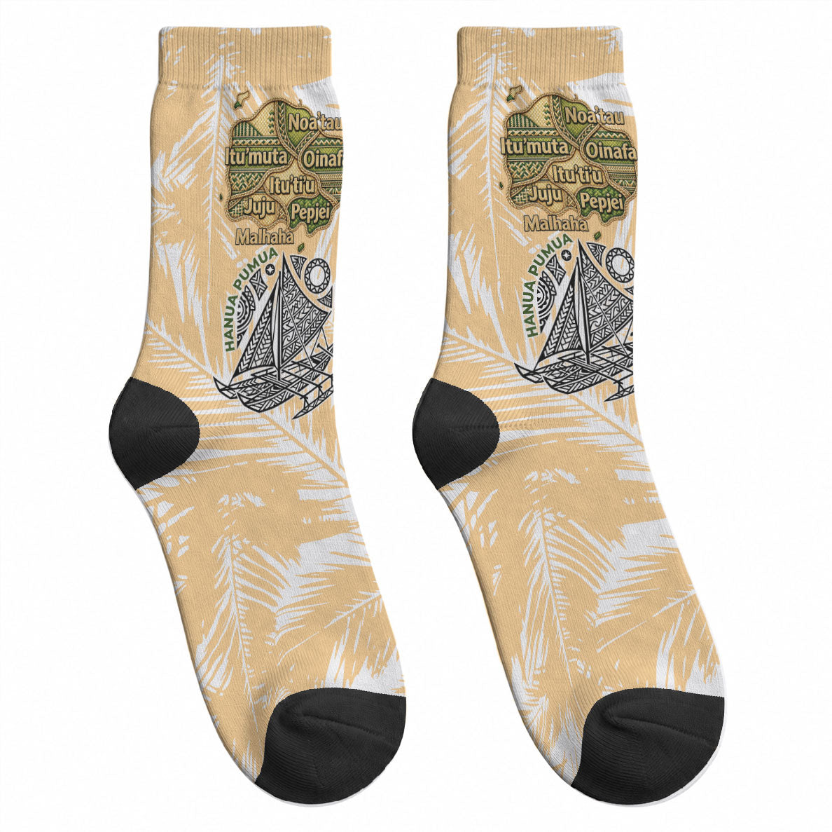 Rotuman Culture Island Pride Crew Socks Traditional Polynesian Tribal Pattern With Island Map TS04 - Polynesian Pride