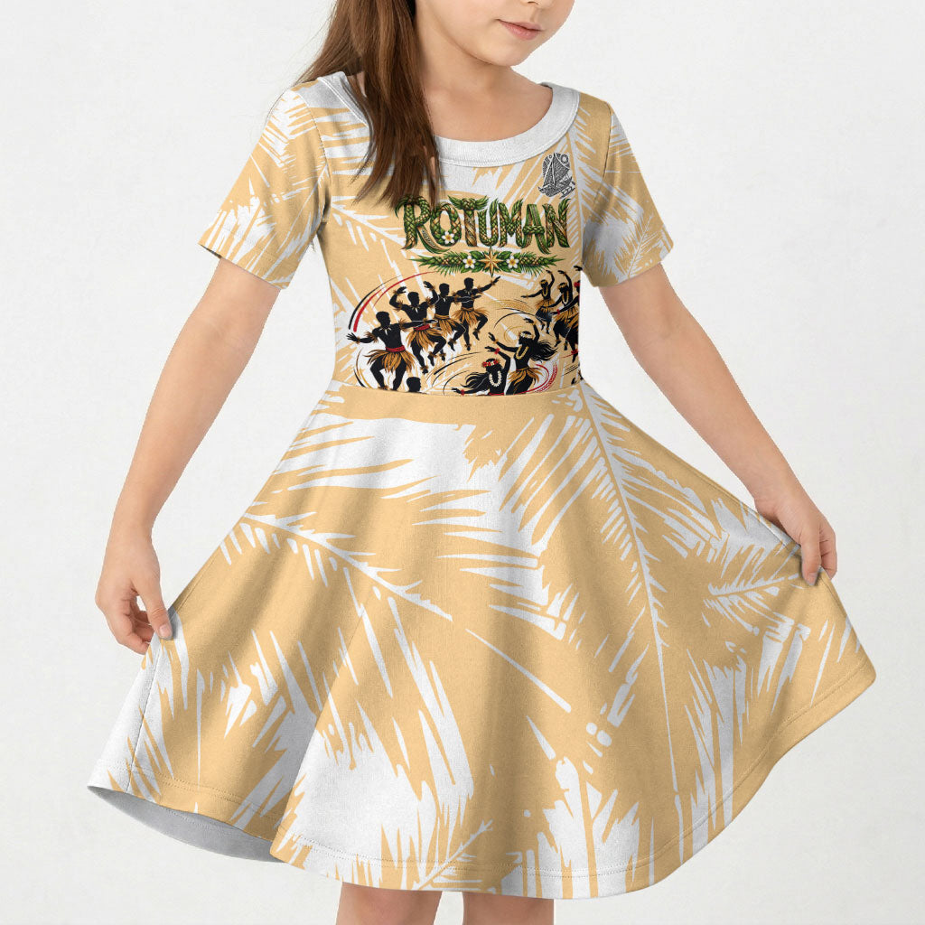 Rotuman Culture Island Pride Kid Short Sleeve Dress Traditional Polynesian Tribal Pattern With Island Map