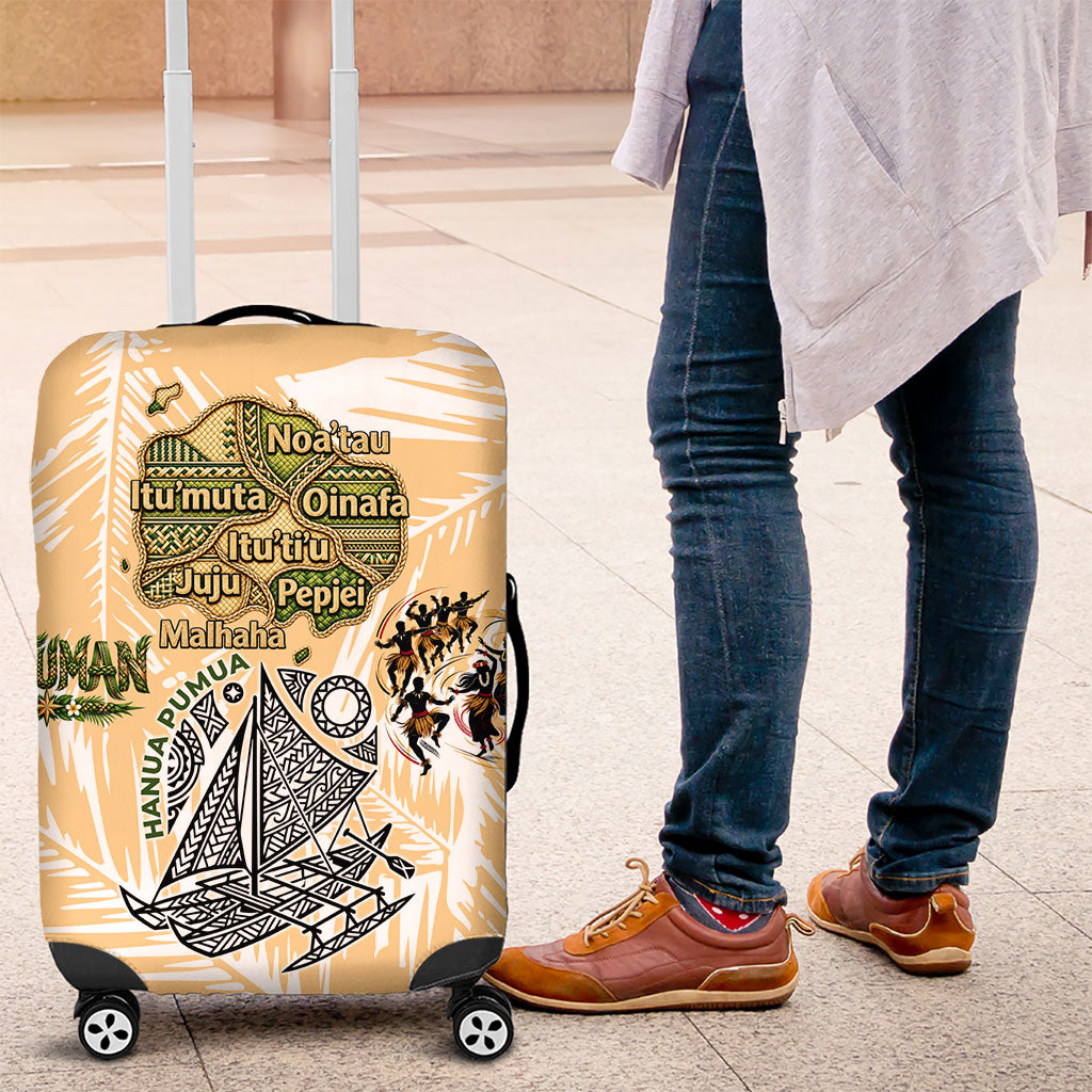 Rotuman Culture Island Pride Luggage Cover Traditional Polynesian Tribal Pattern With Island Map