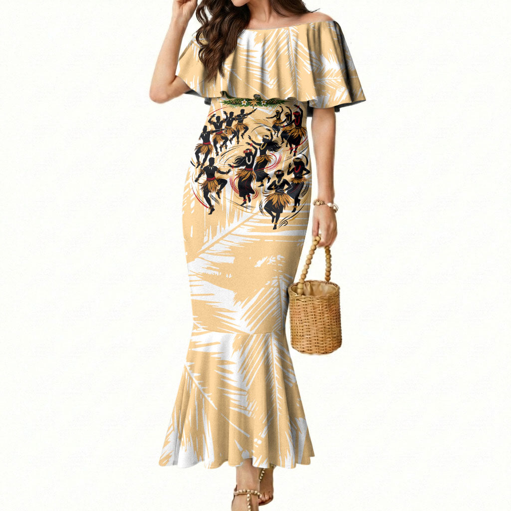 Rotuman Culture Island Pride Mermaid Dress Traditional Polynesian Tribal Pattern With Island Map