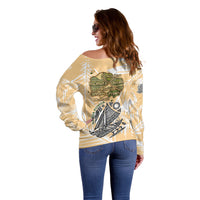 Rotuman Culture Island Pride Off Shoulder Sweater Traditional Polynesian Tribal Pattern With Island Map TS04 - Polynesian Pride