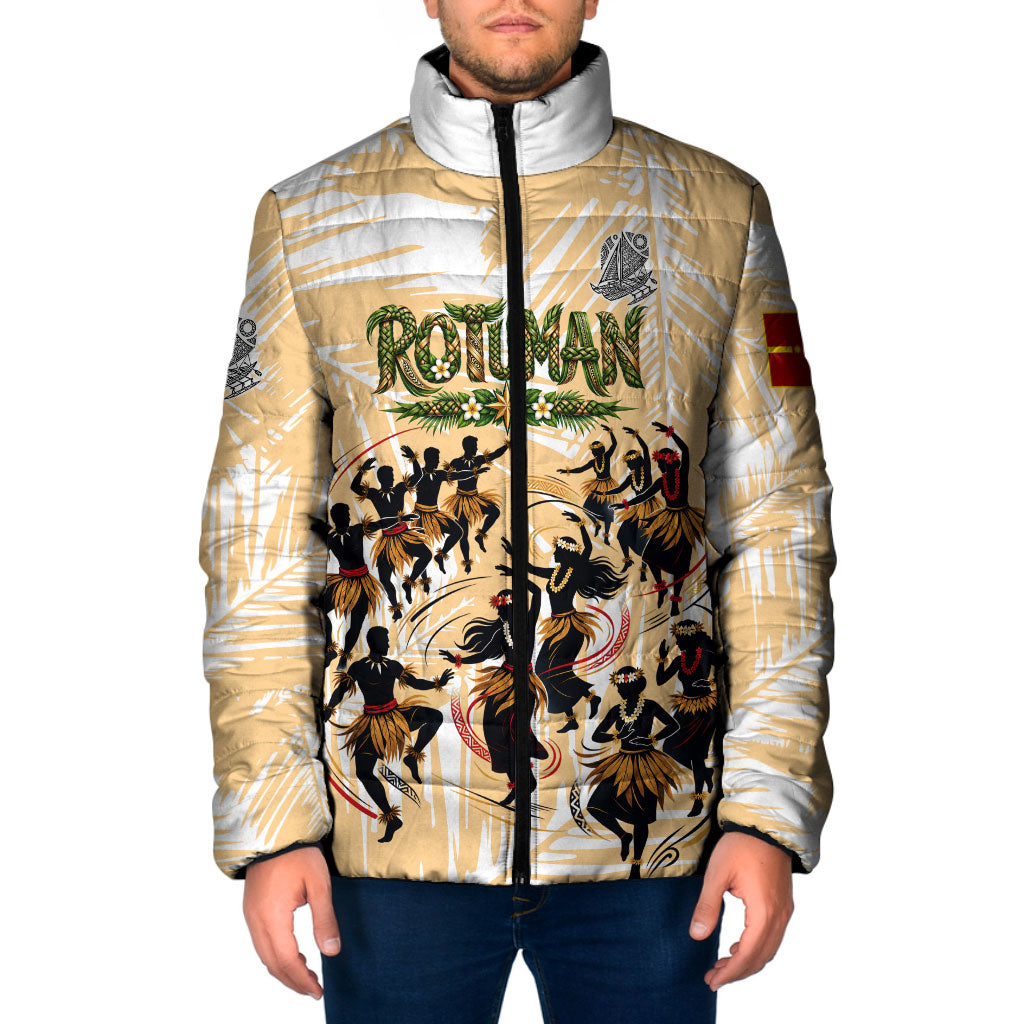 Rotuman Culture Island Pride Padded Jacket Traditional Polynesian Tribal Pattern With Island Map