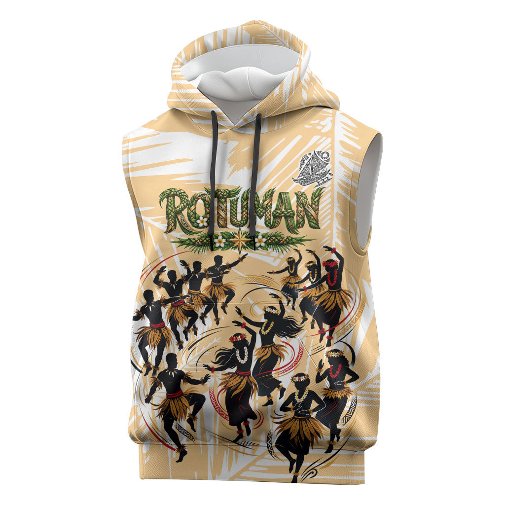 Rotuman Culture Island Pride Sleeveless Hoodie Traditional Polynesian Tribal Pattern With Island Map