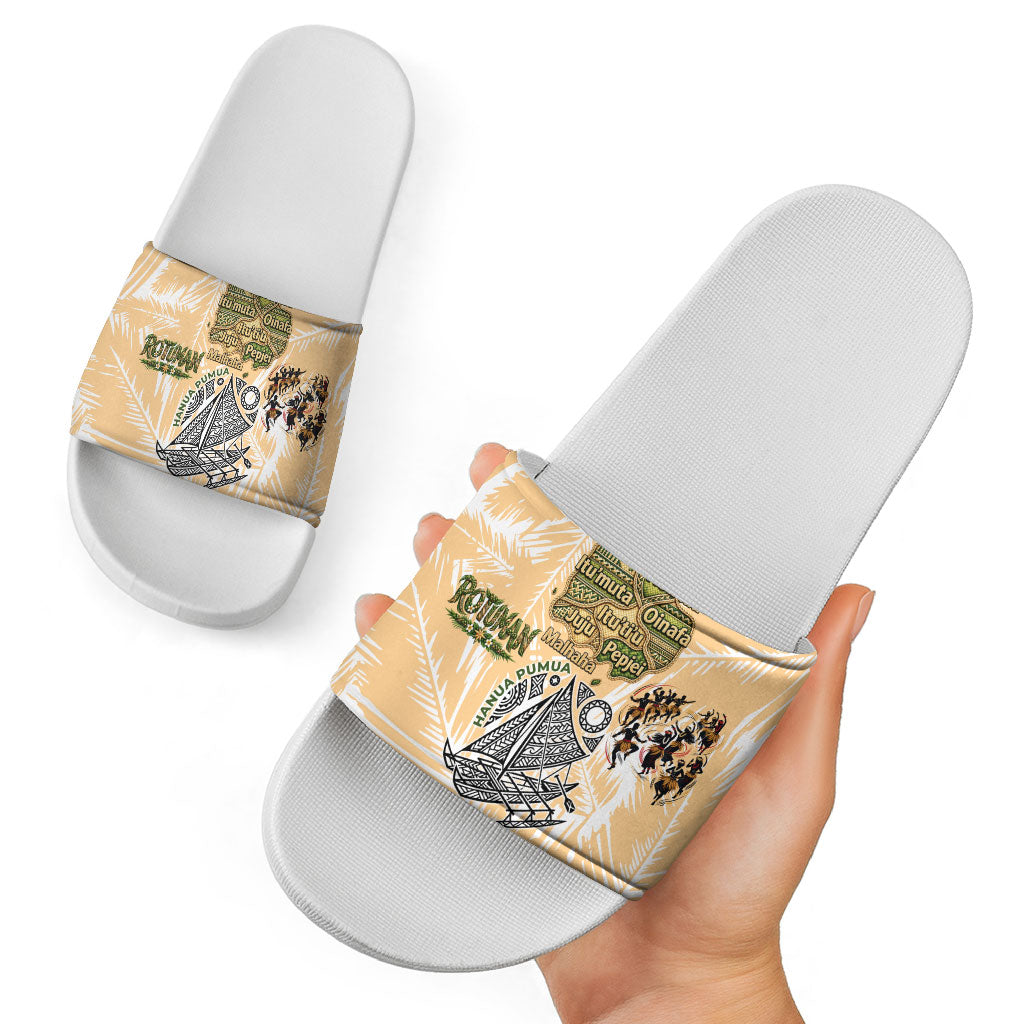 Rotuman Culture Island Pride Slide Sandals Traditional Polynesian Tribal Pattern With Island Map TS04 - Polynesian Pride