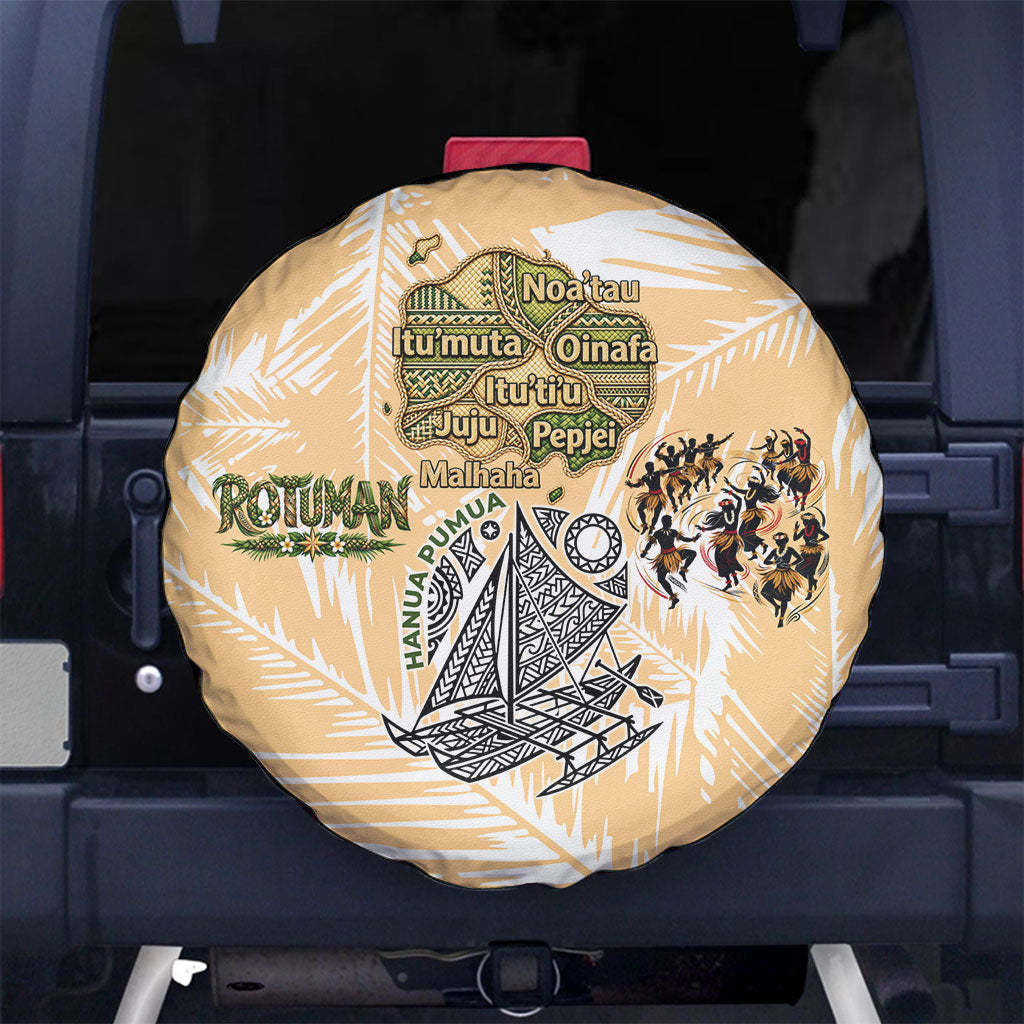 Rotuman Culture Island Pride Spare Tire Cover Traditional Polynesian Tribal Pattern With Island Map