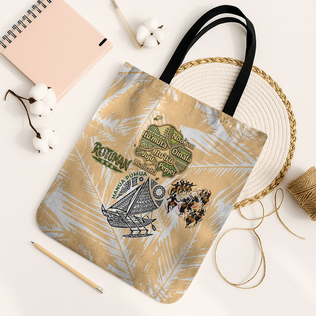Rotuman Culture Island Pride Tote Bag Traditional Polynesian Tribal Pattern With Island Map