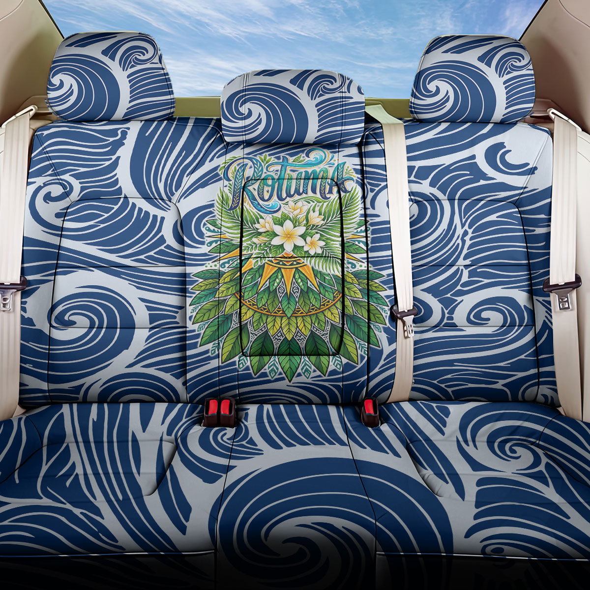 Rotuma Fiji Island Pride Back Car Seat Cover Ocean Wave Coral Reef Marine Life Tribal Tattoo TS04 One Size Blue Green - Polynesian Pride