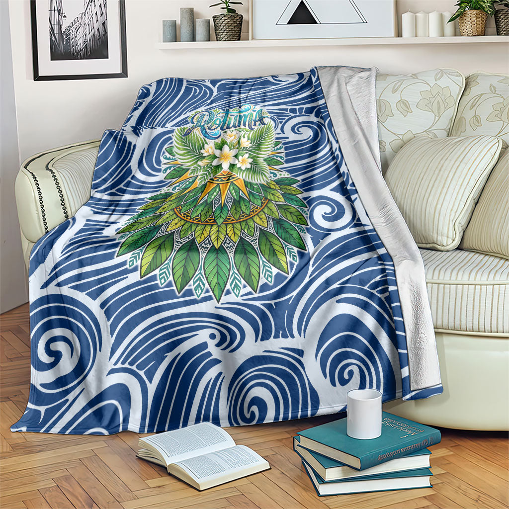 Rotuma Fiji Island Pride Blanket Ocean Wave Coral Reef Marine Life Tribal Tattoo TS04 Blue Green - Polynesian Pride