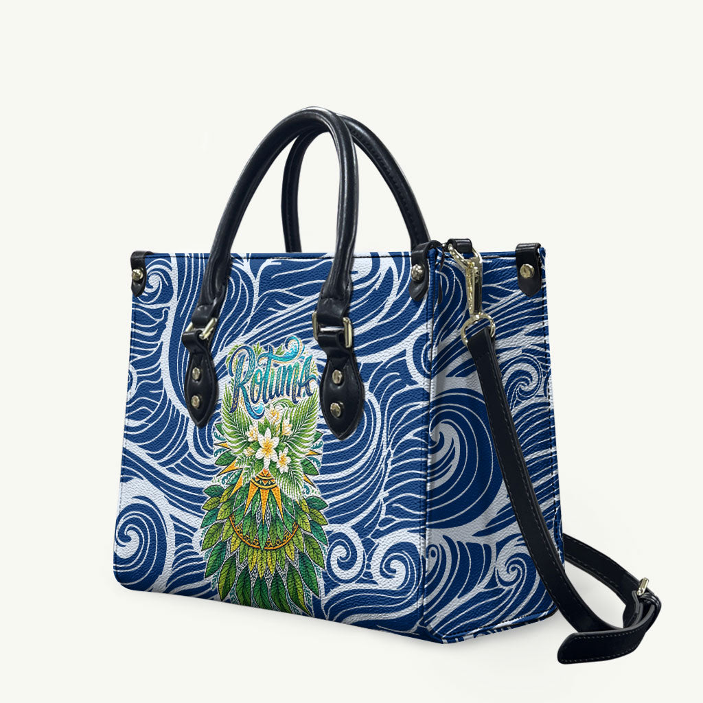 Rotuma Fiji Island Pride Leather Bag Ocean Wave Coral Reef Marine Life Tribal Tattoo TS04 Blue Green - Polynesian Pride