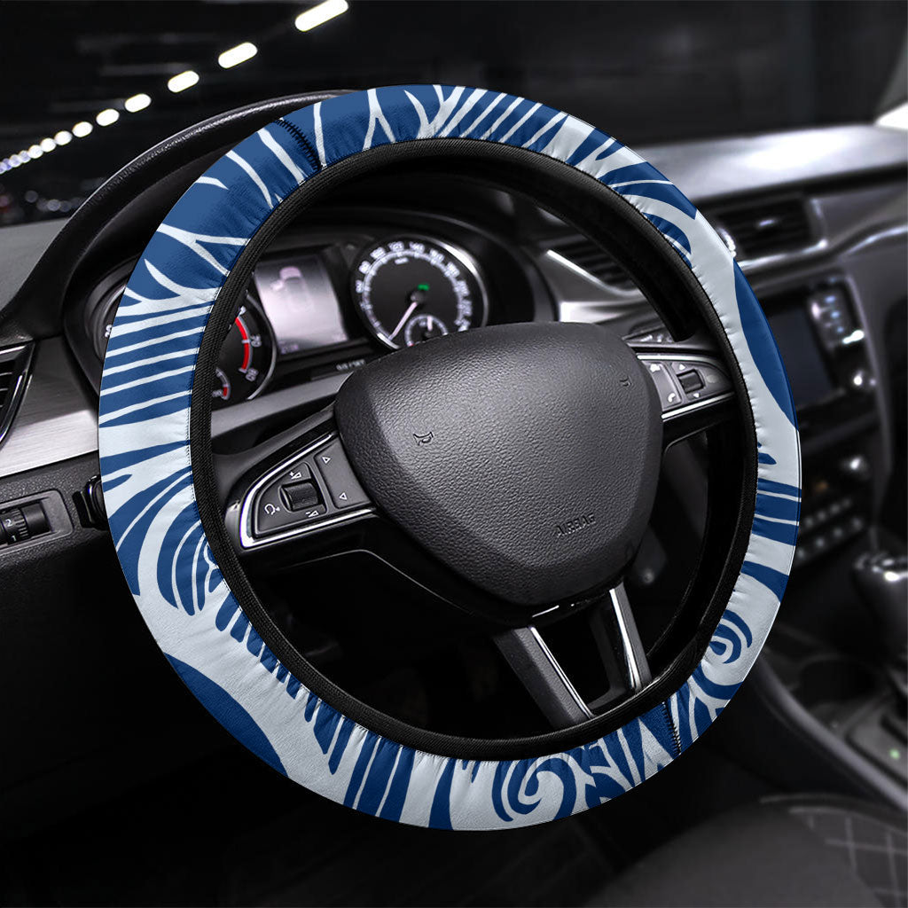 Rotuma Fiji Island Pride Steering Wheel Cover Ocean Wave Coral Reef Marine Life Tribal Tattoo TS04 Universal Fit Blue Green - Polynesian Pride