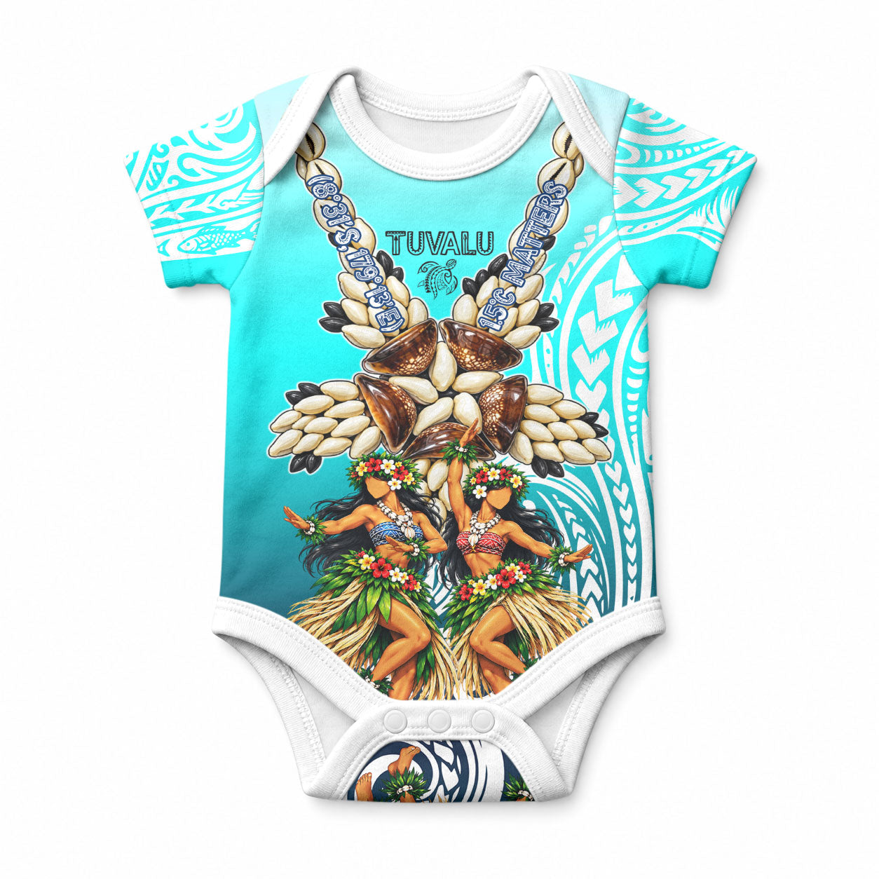 Floating Future Saving Tuvalu Baby Onesie Ocean Blue Pacific Polynesian Cultural Art Marine Wildlife
