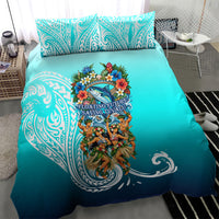 Floating Future Saving Tuvalu Bedding Set Ocean Blue Pacific Polynesian Cultural Art Marine Wildlife
