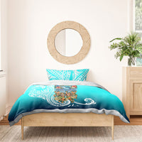 Floating Future Saving Tuvalu Bedding Set Ocean Blue Pacific Polynesian Cultural Art Marine Wildlife