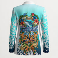 Floating Future Saving Tuvalu Blazer Ocean Blue Pacific Polynesian Cultural Art Marine Wildlife