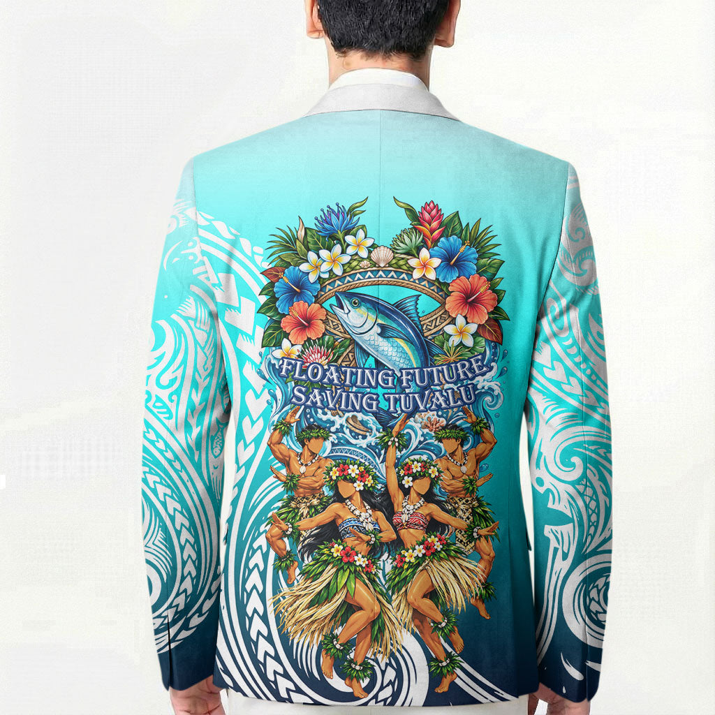 Floating Future Saving Tuvalu Blazer Ocean Blue Pacific Polynesian Cultural Art Marine Wildlife