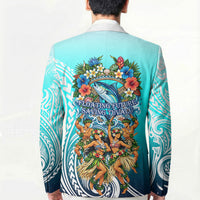 Floating Future Saving Tuvalu Blazer Ocean Blue Pacific Polynesian Cultural Art Marine Wildlife
