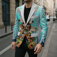 Floating Future Saving Tuvalu Blazer Ocean Blue Pacific Polynesian Cultural Art Marine Wildlife