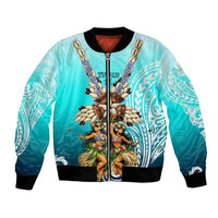 Floating Future Saving Tuvalu Bomber Jacket Ocean Blue Pacific Polynesian Cultural Art Marine Wildlife