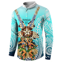 Floating Future Saving Tuvalu Button Sweatshirt Ocean Blue Pacific Polynesian Cultural Art Marine Wildlife