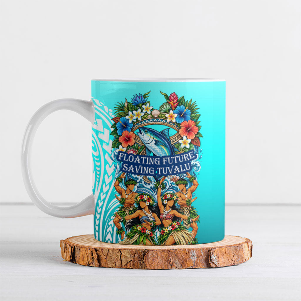 Floating Future Saving Tuvalu Ceramic Mug Ocean Blue Pacific Polynesian Cultural Art Marine Wildlife