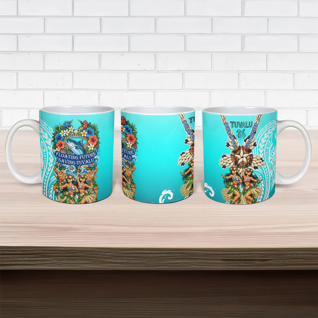 Floating Future Saving Tuvalu Ceramic Mug Ocean Blue Pacific Polynesian Cultural Art Marine Wildlife
