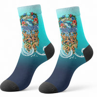 Floating Future Saving Tuvalu Crew Socks Ocean Blue Pacific Polynesian Cultural Art Marine Wildlife TS04 - Polynesian Pride
