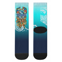 Floating Future Saving Tuvalu Crew Socks Ocean Blue Pacific Polynesian Cultural Art Marine Wildlife TS04 - Polynesian Pride