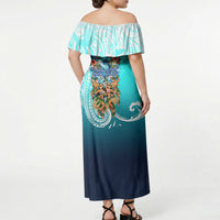 Floating Future Saving Tuvalu Off Shoulder Maxi Dress Ocean Blue Pacific Polynesian Cultural Art Marine Wildlife TS04 - Polynesian Pride