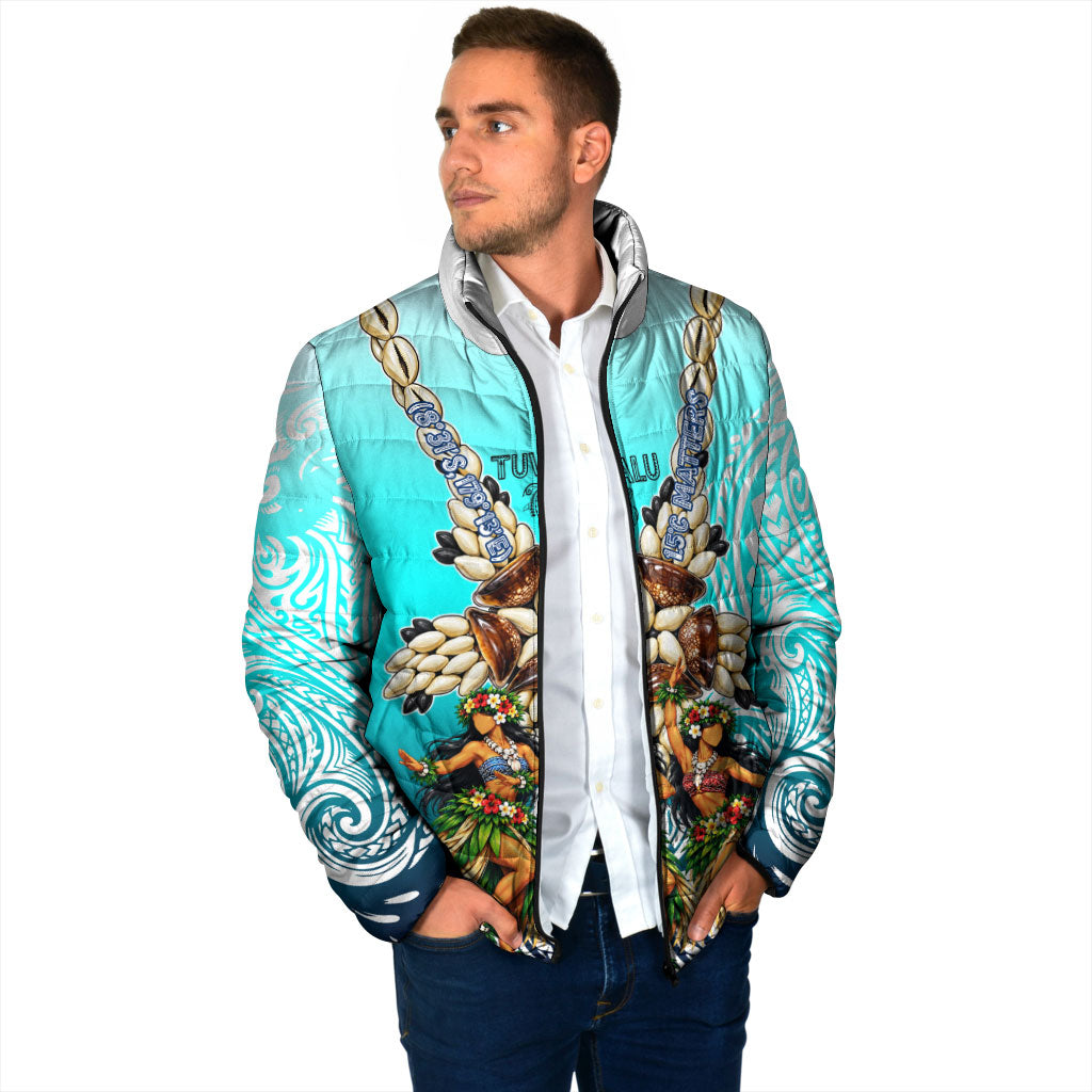 Floating Future Saving Tuvalu Padded Jacket Ocean Blue Pacific Polynesian Cultural Art Marine Wildlife
