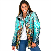 Floating Future Saving Tuvalu Padded Jacket Ocean Blue Pacific Polynesian Cultural Art Marine Wildlife