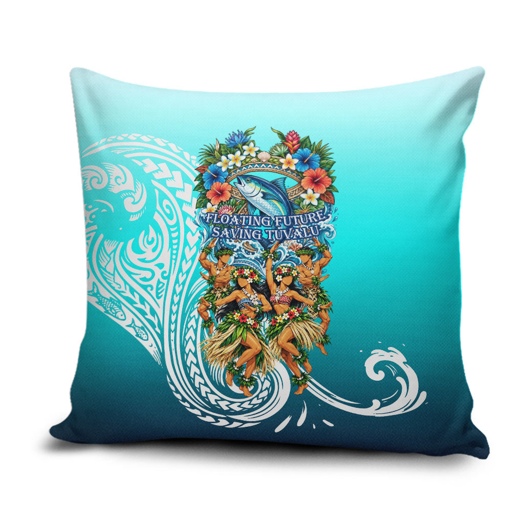 Floating Future Saving Tuvalu Pillow Cover Ocean Blue Pacific Polynesian Cultural Art Marine Wildlife