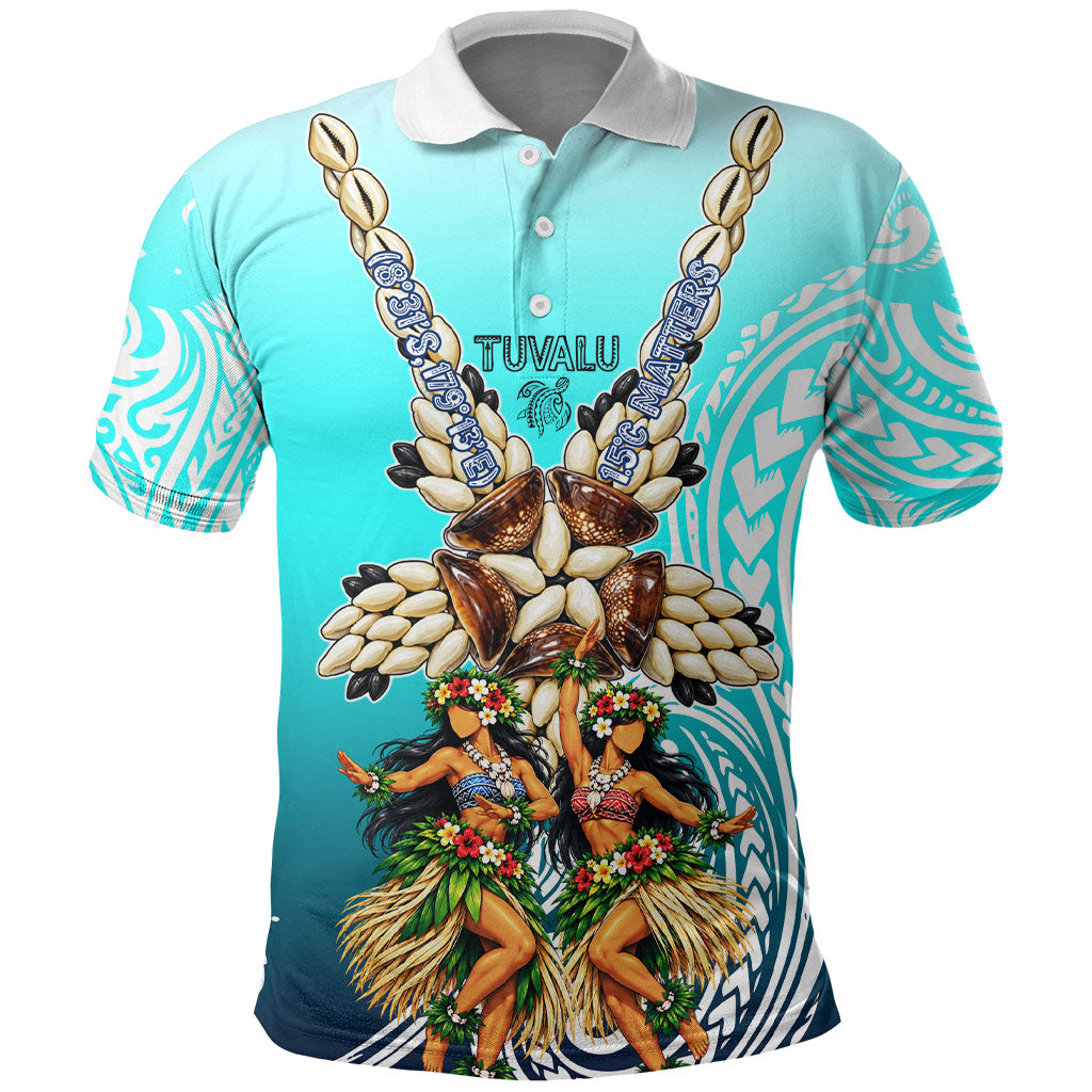 Floating Future Saving Tuvalu Polo Shirt Ocean Blue Pacific Polynesian Cultural Art Marine Wildlife TS04 Blue White - Polynesian Pride