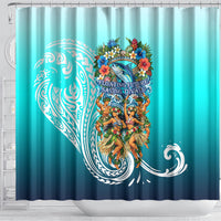 Floating Future Saving Tuvalu Shower Curtain Ocean Blue Pacific Polynesian Cultural Art Marine Wildlife TS04 - Polynesian Pride