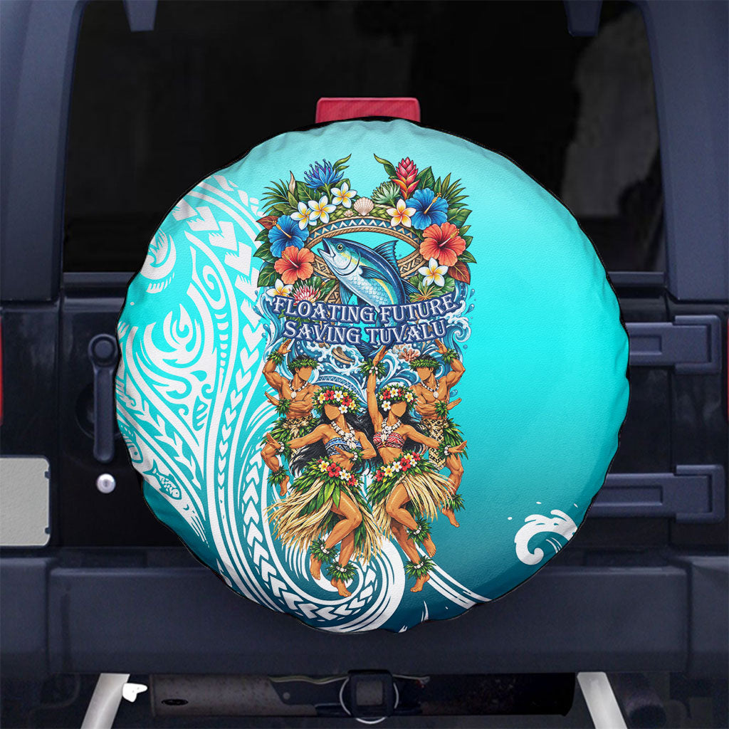 Floating Future Saving Tuvalu Spare Tire Cover Ocean Blue Pacific Polynesian Cultural Art Marine Wildlife