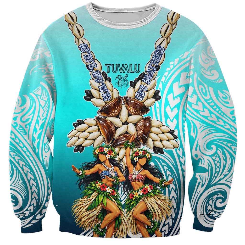 Floating Future Saving Tuvalu Sweatshirt Ocean Blue Pacific Polynesian Cultural Art Marine Wildlife