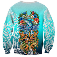 Floating Future Saving Tuvalu Sweatshirt Ocean Blue Pacific Polynesian Cultural Art Marine Wildlife