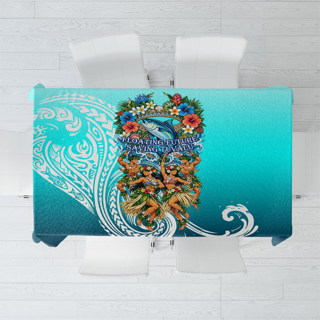 Floating Future Saving Tuvalu Tablecloth Ocean Blue Pacific Polynesian Cultural Art Marine Wildlife
