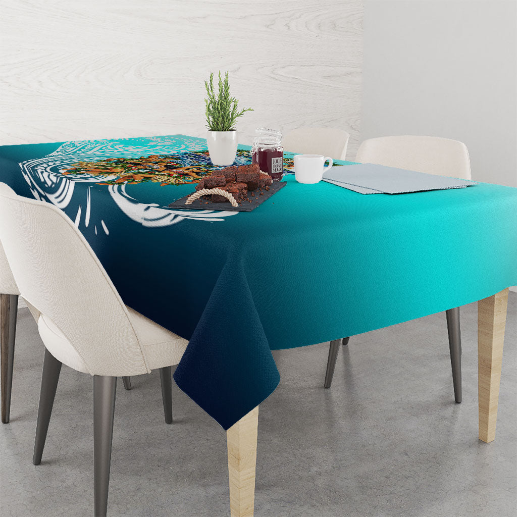 Floating Future Saving Tuvalu Tablecloth Ocean Blue Pacific Polynesian Cultural Art Marine Wildlife
