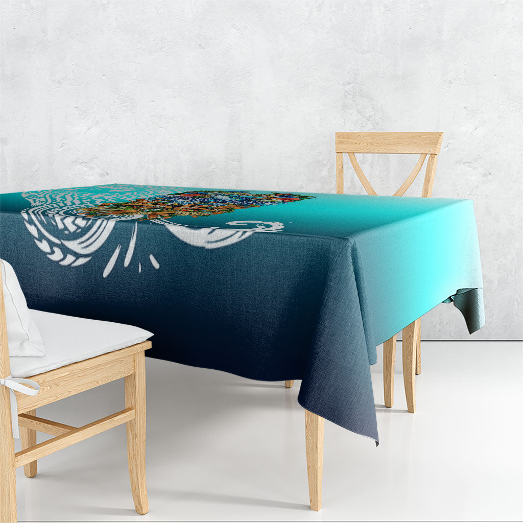 Floating Future Saving Tuvalu Tablecloth Ocean Blue Pacific Polynesian Cultural Art Marine Wildlife