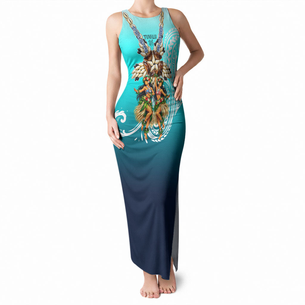Floating Future Saving Tuvalu Tank Maxi Dress Ocean Blue Pacific Polynesian Cultural Art Marine Wildlife