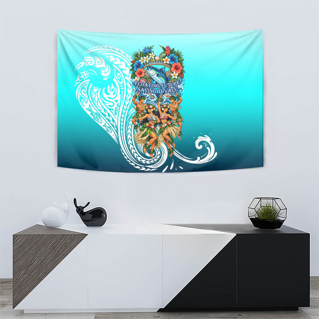 Floating Future Saving Tuvalu Tapestry Ocean Blue Pacific Polynesian Cultural Art Marine Wildlife