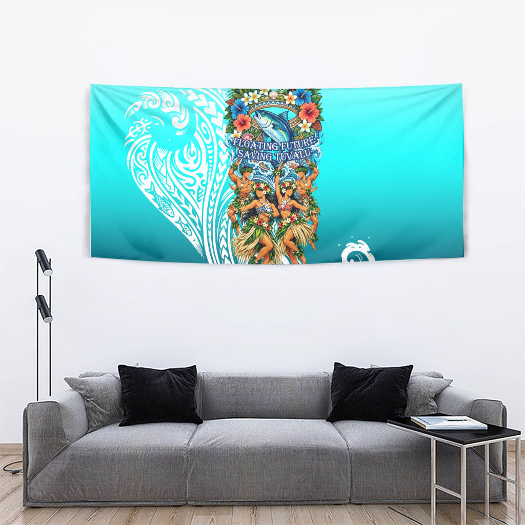 Floating Future Saving Tuvalu Tapestry Ocean Blue Pacific Polynesian Cultural Art Marine Wildlife